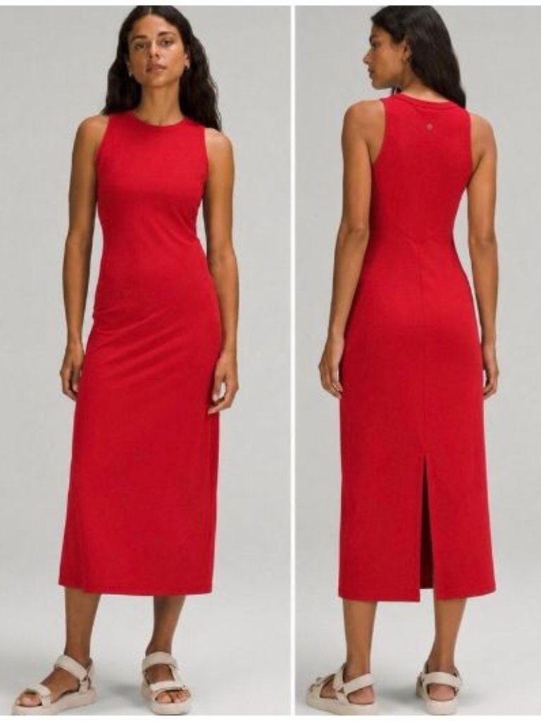 Lululemon All Aligned Midi Dress Deep Red Sleeveless Stretch Size 8